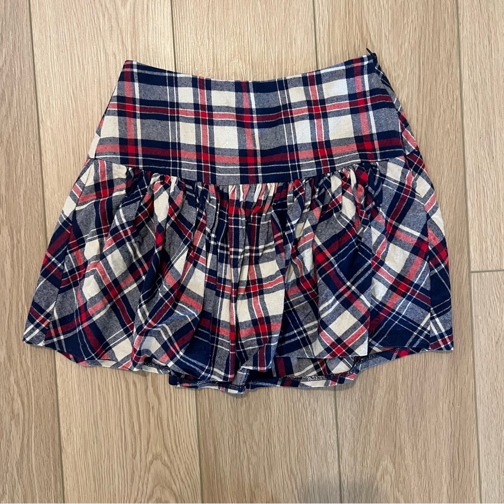 BCBG Navy and Red Plaid Skirt